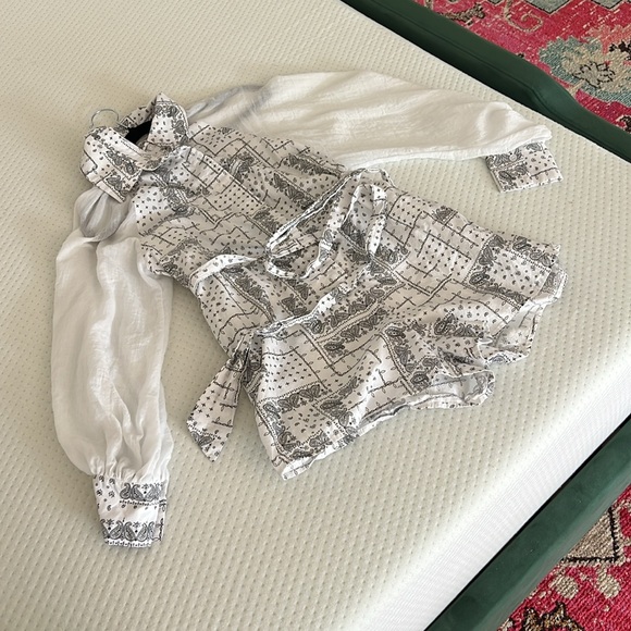 The Denim Bar Romper - bandana print with semi see through sleeves - Picture 2 of 6